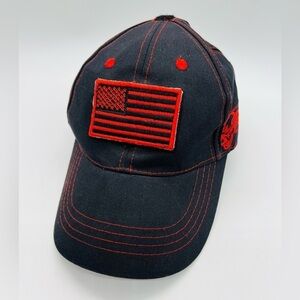 VOODOO TACTICAL MENS BLACK AND RED BALL CAP WITH VELCROS ADJUSTABLE STRAP